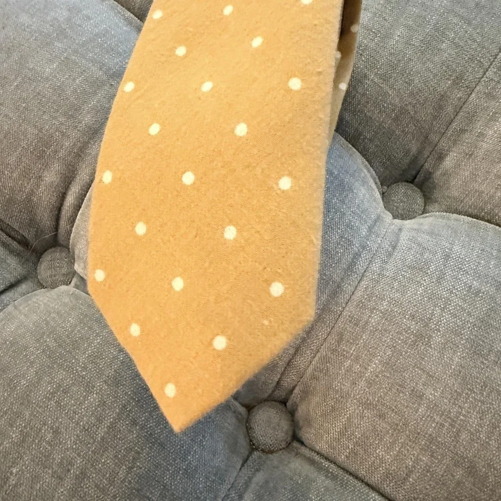 Jack Sartori Italia Tie Mens One Size Yellow Polka Dot Skinny Necktie Cotton